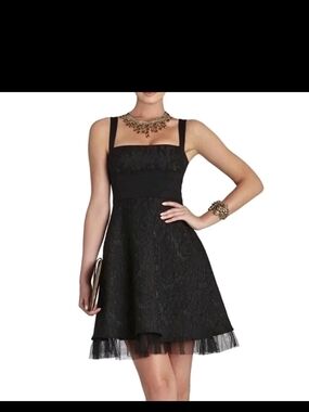 BCBGMaxAzria Kaya Cocktail Dress Black Lace Size 4 Evening Party Wedding